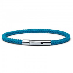 Bracelet jonc Homme - Coton ciré tressé carré turquoise - Loop And Co