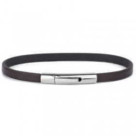 Bracelet jonc Homme - Coton ciré tressé plat marron - Loop And Co