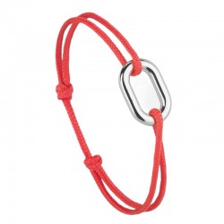 Bracelet cordon rouge BOSSOIR & petit Maillon ovale argent - Le Bent à la Française