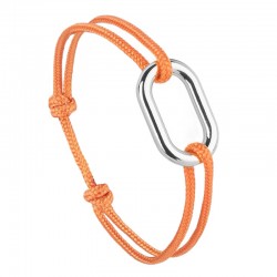 Bracelet GUINDANT Cordon orange & Maillon ovale argent - Le Vent à la Française