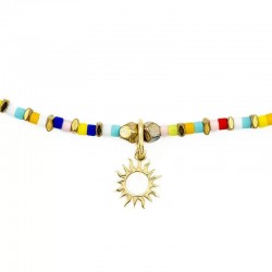 Collier bracelet SUN GOLD MULTICO - Perles Japonaises multicolores