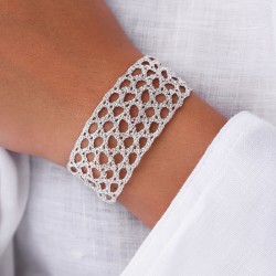 Bracelet manchette ajustable LAMAA Silver - Fils d'argent tressés