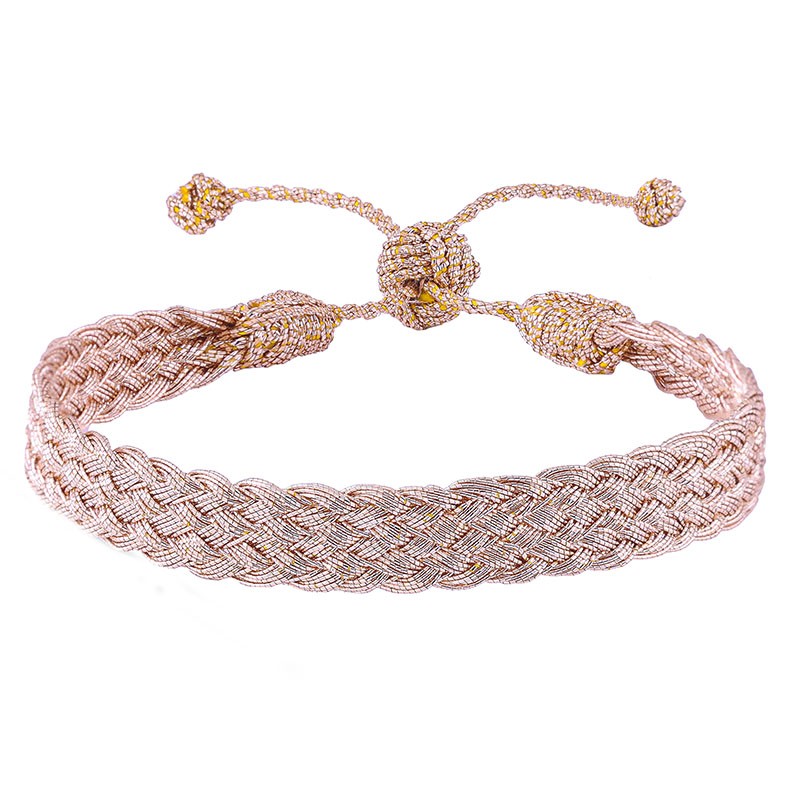 Bracelet fin ajustable BOX Rose Gold - Fils d'or tressés - Maaÿaz