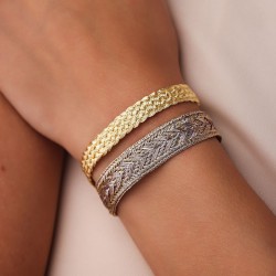 Bracelet fin ajustable INTERMIX Gold Lilas - Fils d'or tressés