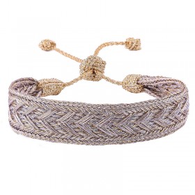 Bracelet fin ajustable INTERMIX Gold Lilas - Fils d'or tressés - Maaÿaz