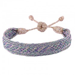 Bracelet fin ajustable IZY Rose Gold Purple - Fils d'or tressés - Maaÿaz