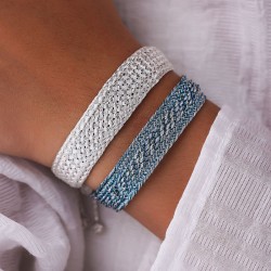 Bracelet IZY Silver Moon Blue - Fils d'or tressés bleu argent