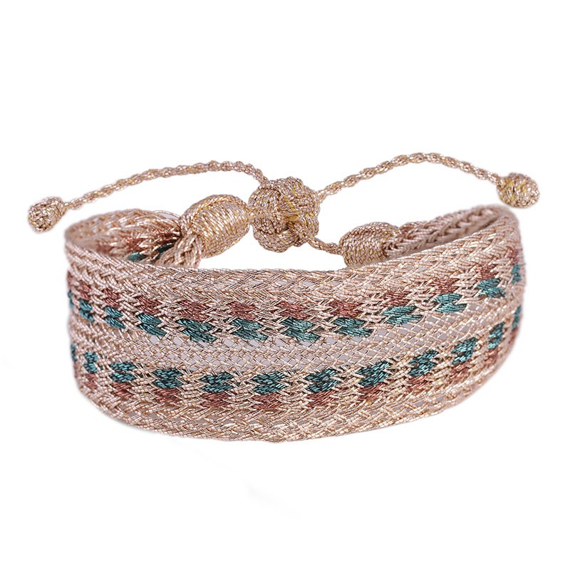 Bracelet fin ajustable MAXI YULA 2 Rose Gold Forest Mocha - Fils d'or tressés - Maaÿaz