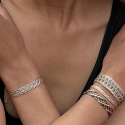 Bracelet manchette MAXI YULA 2 Rose Gold Forest Mocha - Fils d'or tressés