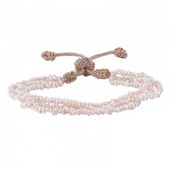 Bracelet fin ajustable MAXI JOHER - Fils d'or tressés & Perles de culture - Maaÿaz