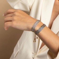 Bracelet ajustable IZY Rose Gold Purple - Fils d'or tressés violet