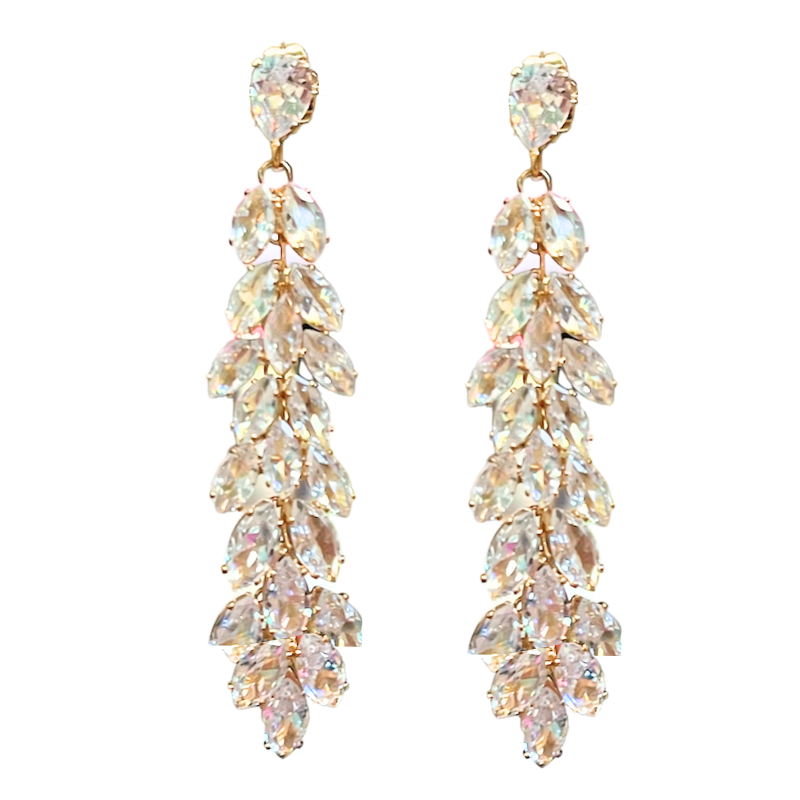 Boucles d'oreilles pendantes FLEURS - Cristaux blancs