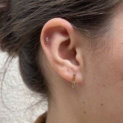 Boucles d'oreilles Puces pendantes doré & Cristaux multicolores