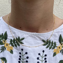 Collier court doré - Chaîne fine & toutes petites boules