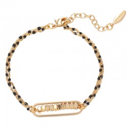 Bracelet MARENGO NOIR Or - Chaînes Hématites noires, Ovale & Perles dorées - HIPANEMA
