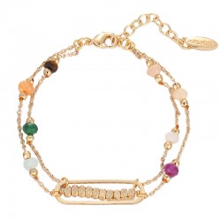 Bracelet MARENGO Or - Chaînes Perles multicolores, Ovale & Perles dorées - HIPANEMA