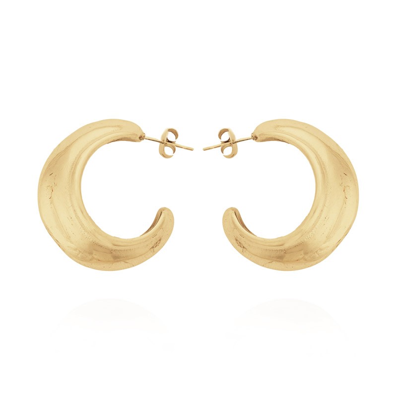 Boucles d'oreilles CROWNY Or - Grosses Créoles designs - HIPANEMA