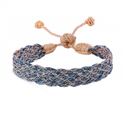 Bracelet LINES Peach Royal Blue - fils d'or tressés bleu et doré - Maaÿaz