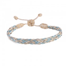 Bracelet ZYN Light Gold Sky Blue - fils d'or tressés doré bleu - Maaÿaz