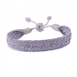 Bracelet IZY Silver Plum - Fils d'or tressés argent et violet Maaÿaz