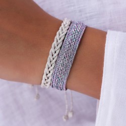 Bracelet IZY Silver Plum - Fils d'or tressés argent et violet