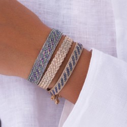 Bracelet IZY Rose Gold Lavender Grey - Fils d'or tressés