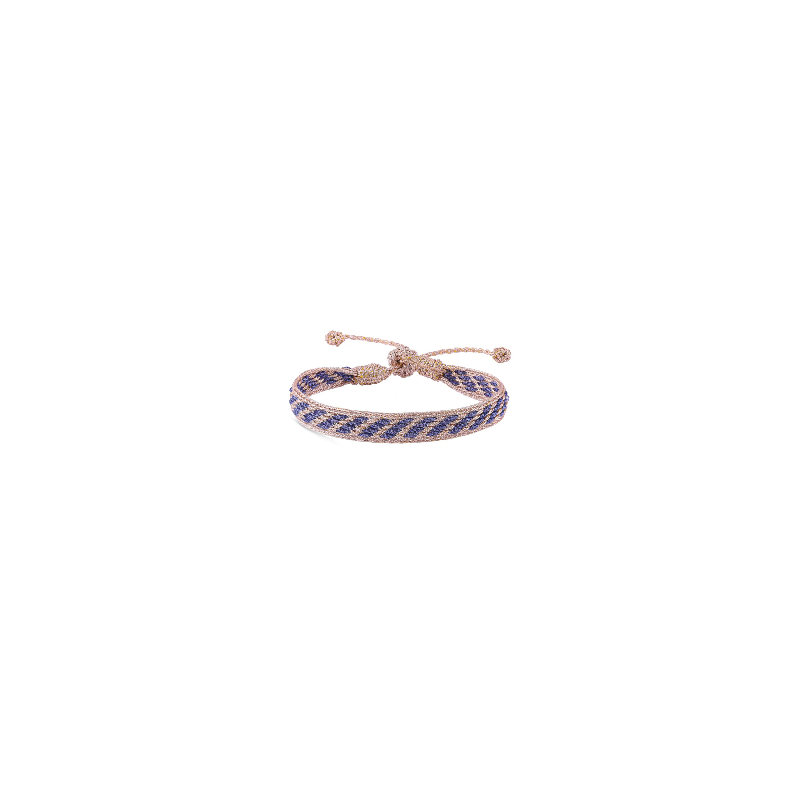 Bracelet IZY Rose Gold Lavender Grey - Fils d'or tressés Maaÿaz