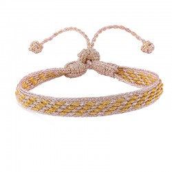 Bracelet IZY Rose Gold Amber - Fils d'or tressés rose et jaune Maaÿaz