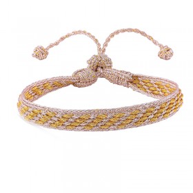 Bracelet IZY Rose Gold Amber - Fils d'or tressés rose et jaune Maaÿaz