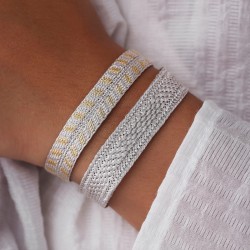 Bracelet ajustable MAXI IZY Silver - fils d'or tressés argentés