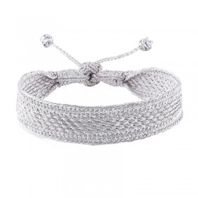 Bracelet ajustable MAXI IZY Silver - fils d'or tressés argentés Maaÿaz