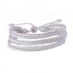 Bracelet ajustable MAXI EYA Silver - fils d'or tressés - Maaÿaz