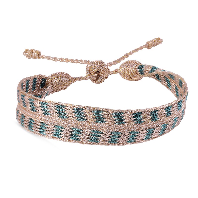 Bracelet ROLO 2 Rose Gold Eucalyptus - fils d'or tressés Maaÿaz