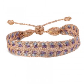 Bracelet ROLO 2 Peach Grey Pearl - fils d'or tressés Maaÿaz