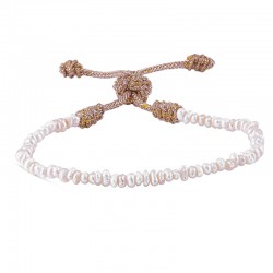 Bracelet ajustable JOHER Rose Gold - perles et fils d'or tressés - Maaÿaz