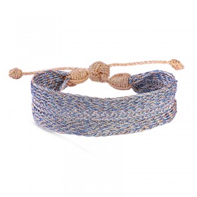 Bracelet YULA Peach Silver Blue - fils d'or tressés Maaÿaz