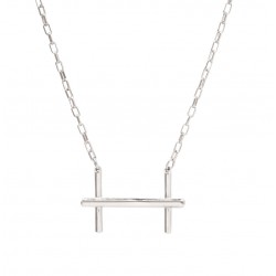 Collier H Magnolia plaqué argent CXC