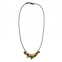 Collier ras de cou cordon noir BONY - Pendentifs symboles chance & amour - By Garance