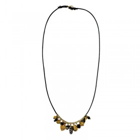 Collier ras de cou cordon noir BONY - Pendentifs symboles chance & amour - By Garance