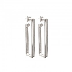 Boucles d'oreilles créoles rectangle Magnolia plaqué argent CXC