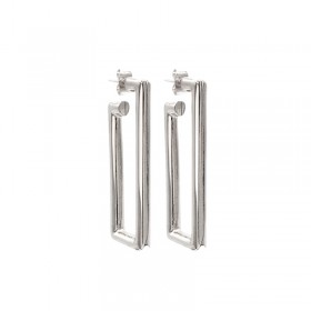 Boucles d'oreilles créoles rectangle Magnolia plaqué argent CXC