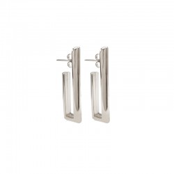 Boucles d'oreilles rectangulaire Magnolia plaqué argent CXC