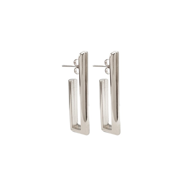 Boucles d'oreilles rectangulaire Magnolia plaqué argent CXC