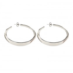 Boucles d'oreilles créoles plates Magnolia plaqué argent CXC