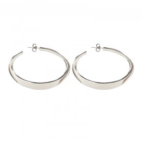 Boucles d'oreilles créoles plates Magnolia plaqué argent CXC