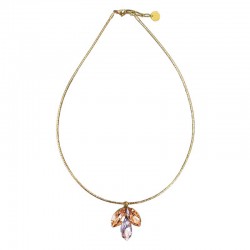 Collier court TORQUE doré - Câble et Pendentif fleur - JORGINA