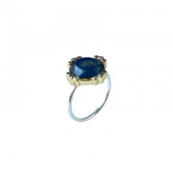 Bague fine labradorite zircons - argent TAILLE 56