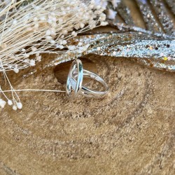 Bague anneau en argent CELINA - Anneau évidé et barrettes zircons TAILLE 54