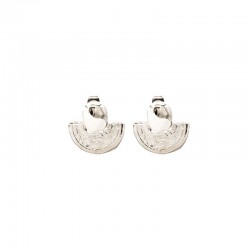 Boucles d'oreilles puces mini médailles Magnolia plaqué argent CXC