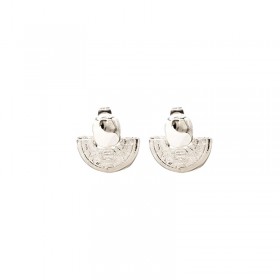 Boucles d'oreilles puces mini médailles Magnolia plaqué argent CXC